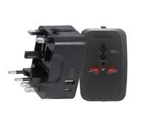 Akashi Adaptateur secteur universel Monde vers Monde avec 2 ports USB - Noir