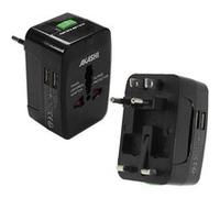 Akashi Adaptateur universel de voyage ALTWP 200 BLK - 2 ports USB - Noir