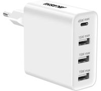 Akashi altacpd31usb45w chargeur multiple white wall 6a 45w usb-c 3xusb fast charging