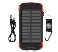 Akashi Batterie Externe Solaire 10000mAh Antichocs IPX4 Lampe Torche Noir