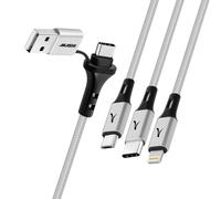Akashi Câble de Charge 5-en-1 USB et USB-C vers USB-C Micro USB Lightning Gris