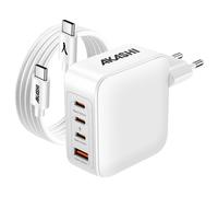 Akashi Chargeur secteur 130W 3x USB-C 100W + 1 USB 30W avec câble USB-C 100W Blanc