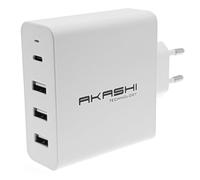 Chargeur Mural 45W 3x Ports USB 1x Port USB-C Charge sécurisée Akashi Blanc