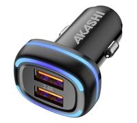 Akashi Chargeur Voiture Double USB 2.4A Charge Rapide LED Lumineux Noir