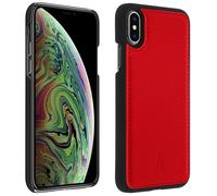Akashi Coque pour iPhone X / XS Protection rigide Cuir véritable Rouge