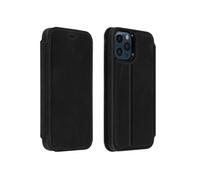 Akashi - Etui à rabat pour téléphone portable - cuir véritable - noir - 6.7" - pour Apple iPhone 12 Pro Max