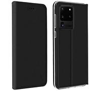 Akashi Étui Folio avec Porte Carte pour Galaxy S20 Ultra - Noir