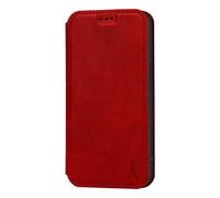Akashi Étui pour iPhone 12 Mini Cuir Véritable Porte-Carte Support Stand Rouge