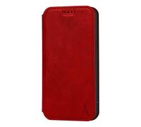 Akashi Étui pour iPhone 12 Mini – Cuir véritable, porte-carte et support – Rouge