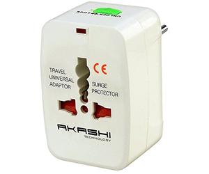 Akashi Technology - Adaptateur de Voyage Universel, Prise Secteur Internationale (Royaume-Uni, Amerique du Nord, Australie, Nouvelle-Zélande, Europe)- Blanc