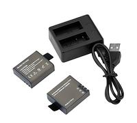 AKASO 2×1050 mAh Batterie Rechargeable avec Chargeur Micro USB Double Trou | pour Caméra Sport EK7000/EK7000 Pro/Brave 4/Brave 6/Apexcam/GOOKAM etc.