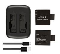 AKASO 2 × 1050 mAh Batterie Rechargeable pour Caméra Sport V50 Elite | avec Chargeur Micro USB Double Trou pour Caméra d'Action