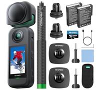 AKASO 360 Aventure Neige Combo - Action Camera Sport à 360° avec Carte Mémoire 128 Go, 5.7K 72MP Photo 360 Vidéo, Stabilisation SuperSmooth, Perche à Selfie Invisible, Horizon 360° Lock, Suivi par IA