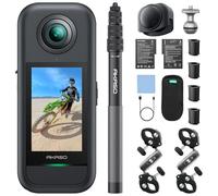 AKASO 360 Kit Moto pour Caméra d'action, Camera Sport à 360° avec Carte Mémoire 128 Go, 5.7K 360 Vidéo, 72MP Photo, SuperSmooth, 2.29" Écran Tactile, Effet Selfie Stick Invisible, Horizon 360° Lock