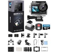 AKASO Brave 4 Pro Camera Sport 4K 40M avec Carte Mémoire microSDXC 128 Go, 20MP WiFi Action Caméra sous-Marine EIS Stabilisateur avec Écran Tactile Grand Angle 170° 5X Zoom Kit d'Accessoires