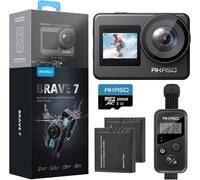 AKASO Brave 7 Caméra Sport 4K avec Carte Mémoire de 128Go - Action Cam IPX 8 Etanche Deux Écrans Tactile 20MP Caméra d Action Noir