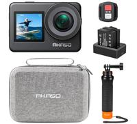 AKASO Brave 7 Caméra Sport Kit de Poignée Flottant- Camera Sport 4K 30fps - IPX 8 Etanche Deux Écrans Tactile 20MP Caméra d‘Action, EIS 2.0 Grand Angle Zoom avec Télécommande et 2 Batteries 1350mAh