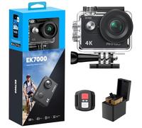 AKASO Caméra Sport 4K 30fps 20MP WiFi Caméra d'action 170° Grand Angle, Télécommande 2.4 G, Caméra Étanche 30M et 2 Batteries, Stabilisation- EK7000