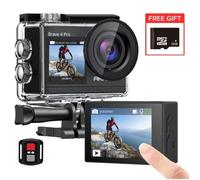 AKASO Caméra Sport Brave 4 Pro 4K 20MP Caméra Etanche 40M Deux Écrans Télécommande Caméscope WiFi EIS 2.0 Noir Avec 32G Carte
