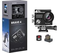 AKASO Caméra Sport Etanche 4K WiFi 20MP Action Cam Sportive Stabilisateur Ultra HD Écran LCD Grand Angle 170 Degrés EIS 30M sous Marine 2 Batteries 1050mAh - Brave 4 Noir