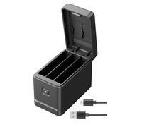 AKASO Chargeur Batterie pour AKASO 360 Caméra Sport, Étuide de Chargeur et Rangement 3 Canaux avec Fente pour Carte MicroSD