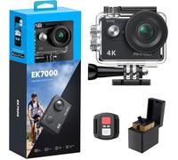 AKASO EK7000 Action Camére 4K 30FPS 20MP Ultra HD WiFi EIS 2.0, étanche 40M, télécommande, Zoom 4X, compatible micro externe Noir