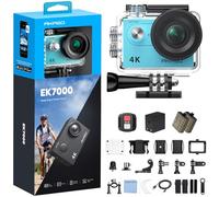 AKASO EK7000 Caméra Sport 4K 30fps 20MP WiFi Caméra d'action 170° Grand Angle Télécommande 2.4G Caméra Étanche 30M 2 Batteries Bleu