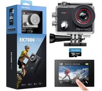 AKASO EK7000 Pro Caméra Sport 4K avec Carte MicroSDXC 128GB, 20MP WiFi avec Ecran Tactile EIS Stabilisateur Étanche 40M Noir