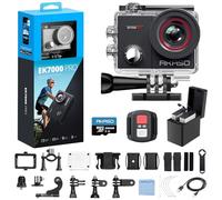 AKASO EK7000 Pro Caméra Sport 4K avec Carte MicroSDXC 256 Go, 20MP WiFi Action Caméra Sportive avec Ecran Tactile, Stabilisateur EIS, Télécommande, 170° Angle Réglable, Étanche 40M, Kit d'Accessoires