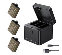 AKASO Lot de 3 batteries de rechange 1050 mAh avec chargeur 3 canaux pour caméra d'action EK7000/EK7000 Pro/Brave 4