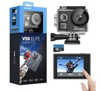 AKASO V50 Elite Action Cam,4K60FPS 20MP Caméra sous-Marine avec Carte mémoire U3 64 Go WiFi avec écran Tactile EIS 40M Caméra de Sport 8X Zoom Commande vocale Télécommande Kit d'accessoires