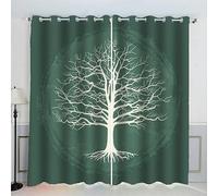 AKATIE Arbre De Vie Celtique Rideau Occultant Lot de 2 Chambre Enfant Fille Garcon 3D Impression Bleu Motif Rideaux Acoustiques Opaque Petites Fenêtres Décoration （140x160 cm）