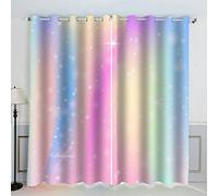 AKATIE Arc-en-Ciel Rideau Occultant Lot de 2 Chambre Enfant Fille Garcon 3D Impression Coloré Motif Rideaux Acoustiques Opaque Petites Fenêtres Décoration （140x160 cm）