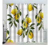 AKATIE Citron Rideau Occultant Lot de 2 Chambre Enfant Fille Garcon 3D Impression Fruit Motif Rideaux Acoustiques Opaque Petites Fenêtres Décoration （140x160 cm）