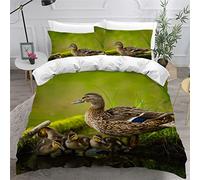 AKATIE Housse de Couette 140x200 Enfant Canard Parure de Lit 1 Personne Microfibre Housse de Couette Canard Animal 3D Imprimé Literie Set 3 Pièces avec Fermeture Éclair