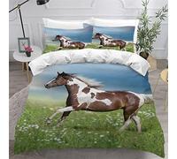 AKATIE Housse de Couette 140x200 Enfant Cheval Parure de Lit 1 Personne Microfibre Housse de Couette Animal 3D Imprimé Literie Set 3 Pièces avec Fermeture Éclair