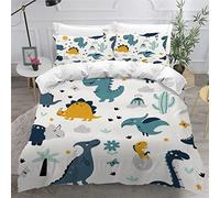 AKATIE Housse de Couette 140x200 Enfant Dinosaure Parure de Lit 1 Personne Microfibre Housse de Couette Animal Sauvage De Dessin Animé Dinosaure 3D Imprimé Literie Set 3 Pièces avec Fermeture Éclair