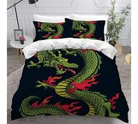 AKATIE Housse de Couette 140x200 Enfant Dragon Parure de Lit 1 Personne Microfibre Housse de Couette Animal Mythique 3D Imprimé Literie Set 3 Pièces avec Fermeture Éclair