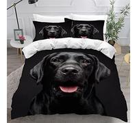 AKATIE Housse de Couette 140x200 Enfant Labrador Retriever Parure de Lit 1 Personne Microfibre Housse de Couette Chien Animal Noir 3D Imprimé Literie Set 3 Pièces avec Fermeture Éclair