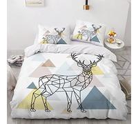 AKATIE Housse de Couette 220x240 Ado Adulte Parure de Lit Cerf Style Scandinave Motifs Géométriques Housse de Couette en Microfibre Hypoallergique Ensemble de Literie avec 2 Taies d'oreiller