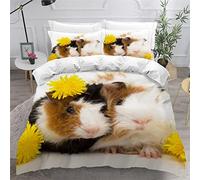 AKATIE Housse de Couette 220x240 Ado Adulte Parure de Lit Cochon d'Inde Animal Domestique Housse de Couette en Microfibre Hypoallergique Ensemble de Literie avec 2 Taies d'oreiller