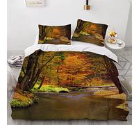 AKATIE Housse de Couette 220x240 Ado Adulte Parure de Lit Forêt d'automne Feuilles d'automne Housse de Couette en Microfibre Hypoallergique Ensemble de Literie avec 2 Taies d'oreiller