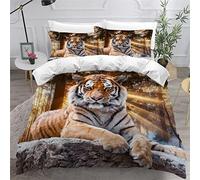 AKATIE Housse de Couette 220x240 Ado Adulte Parure de Lit Tigre Animaux De La Forêt Housse de Couette en Microfibre Hypoallergique Ensemble de Literie avec 2 Taies d'oreiller