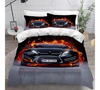 AKATIE Housse de Couette 220x240 Ado Adulte Parure de Lit Voiture De Sport Voiture De Course Voiture en Feu Housse de Couette en Microfibre Hypoallergique Ensemble de Literie avec 2 Taies d'oreiller