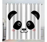 AKATIE Panda Mignon Rideau Occultant Lot de 2 Chambre Enfant Fille Garcon 3D Impression Blanc Motif Rideaux Acoustiques Opaque Petites Fenêtres Décoration (140x160 cm)