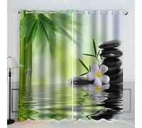 AKATIE Pierre Zen Rideau Thermique Isolant Anti Froid 2 Pièces Rideaux Art De La Nature Sereine Rideau Occultant 3D Impression Moderne Salon Chambre Rideaux Acoustiques (183x214 cm)