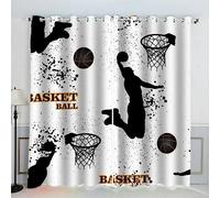AKATIE Rideau Basket-Ball Joueur De Basketball Rideau Thermique Isolant Anti Froid Rideau Occultant Oeillet 2 Pièces Opaque Salon Maison Décoration Rideaux Polyester （234x183 cm）