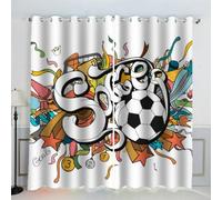 AKATIE Rideau Football Sport Football Coloré Rideau Thermique Isolant Anti Froid Rideau Occultant Oeillet 2 Pièces Opaque Salon Maison Décoration Rideaux Polyester (234x137 cm)