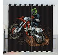 AKATIE Rideau Moto Mouvement De La Personnalité du Garçon Rideau Thermique Isolant Anti Froid Rideau Occultant Oeillet 2 Pièces Opaque Salon Maison Décoration Rideaux Polyester （234x137 cm）