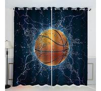 AKATIE Rideau Occultant Basket-Ball Rideaux Oeillet Polyester 3D Chambre Rideau Thermique Isolant Anti Froid Thème du Sport Rideau Chambre Enfant （150x166 cm ）